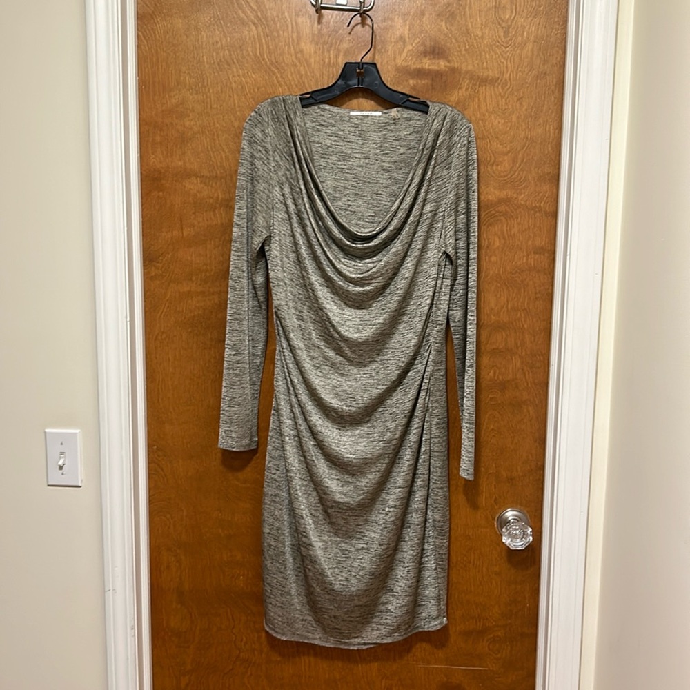 Tahari long sleeve cowl neck dress